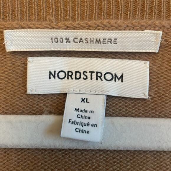 Nordstrom 100% Cashmere Sweater Long Sleeve V Neck Brown Size XL - Picture 4 of 4